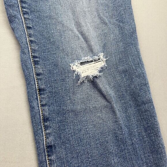 Mother Maternity Jegging Jeans Women's Blue Faded Whiskers Raw Hem Front Pocket - Picture 6 of 16